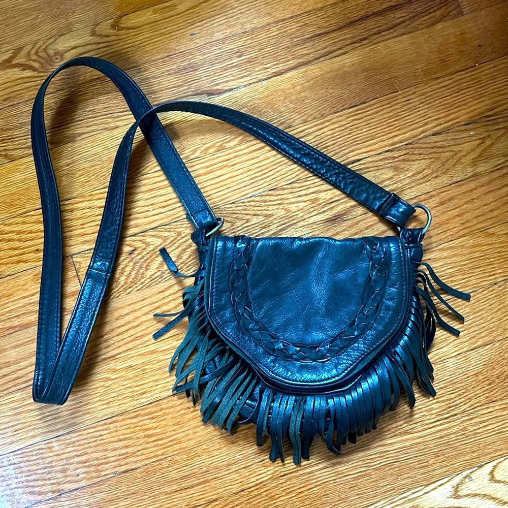 Leather Crossbody Bag - Black